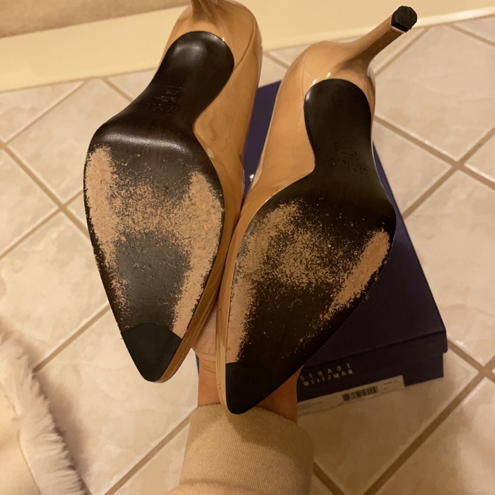 Stuart Weitzman Nude Platform Pointed Toe Heels - image 6